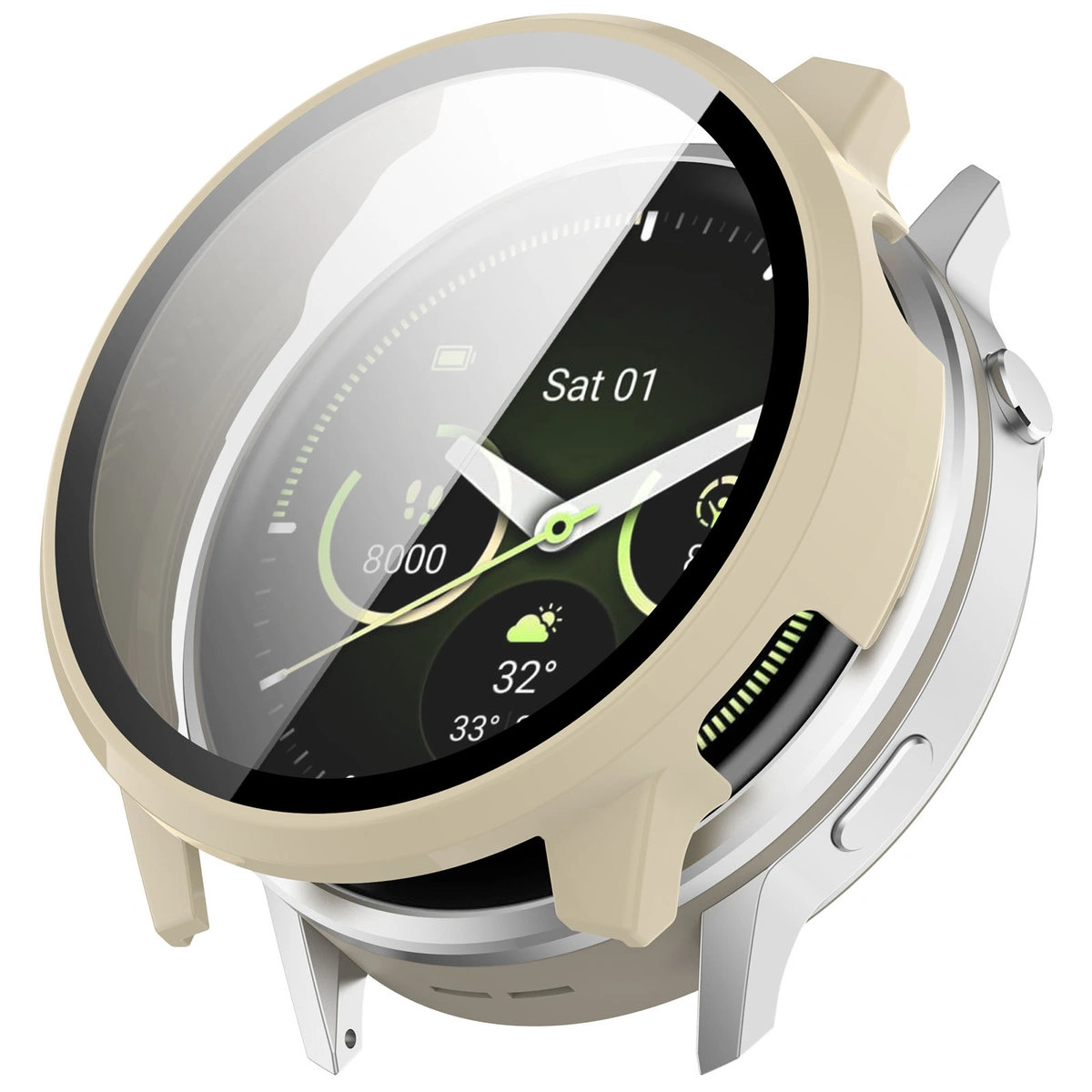 Wizualizacja nakładania etui Bizon Case Watch Adamo do Garmin Venu 4 45 mm